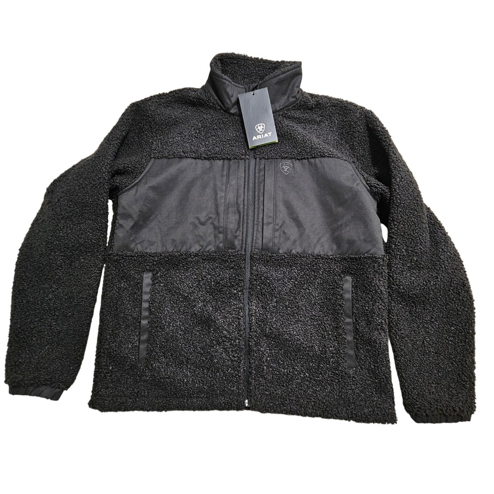Ariat Odessa Sherpa Jacket Mens Black Full Zip Fleece Workwear 10051994 NEW